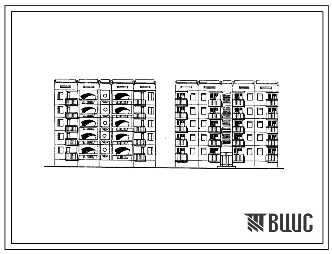 Типовой проект 135-0186с.86 Блок-секция 5-этажная 20-квартирная рядовая с торцовыми окончаниями 2-1-1-2. Н этажа = 3,0м