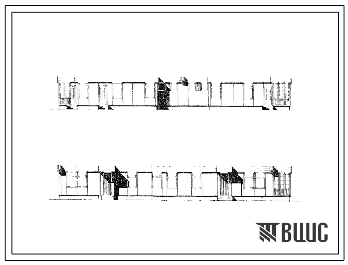 Типовой проект 183-126-31 Одноэтажный двухквартирный неканализованный жилой дом с квартирами 4Б-5А из ячеистого бетона.