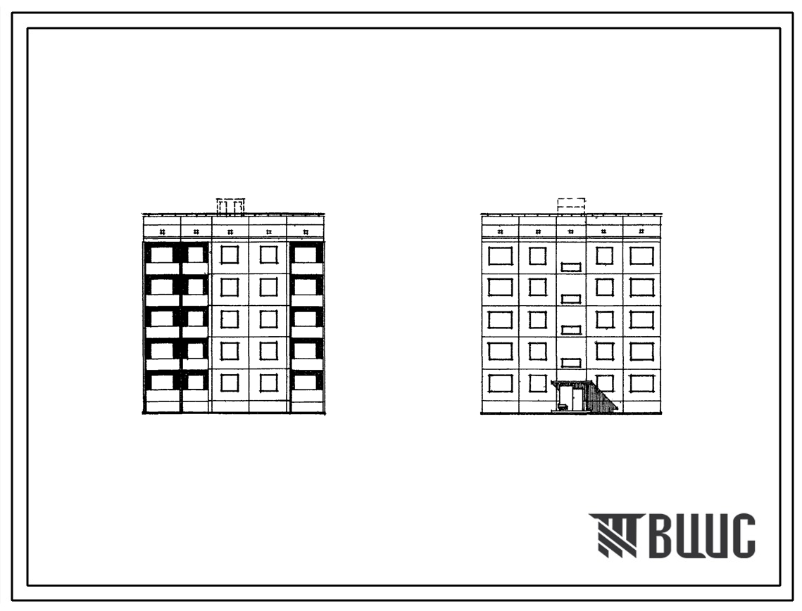 Типовой проект 94-016 5-этажная крупнопанельная рядовая и торцевая, левая блок-секция на 10 квартир 3Б.4Б (трехкомнатных-5, четырехкомнатных-5). Для строительства во 2 и 3 климатических районах Украинской ССР.