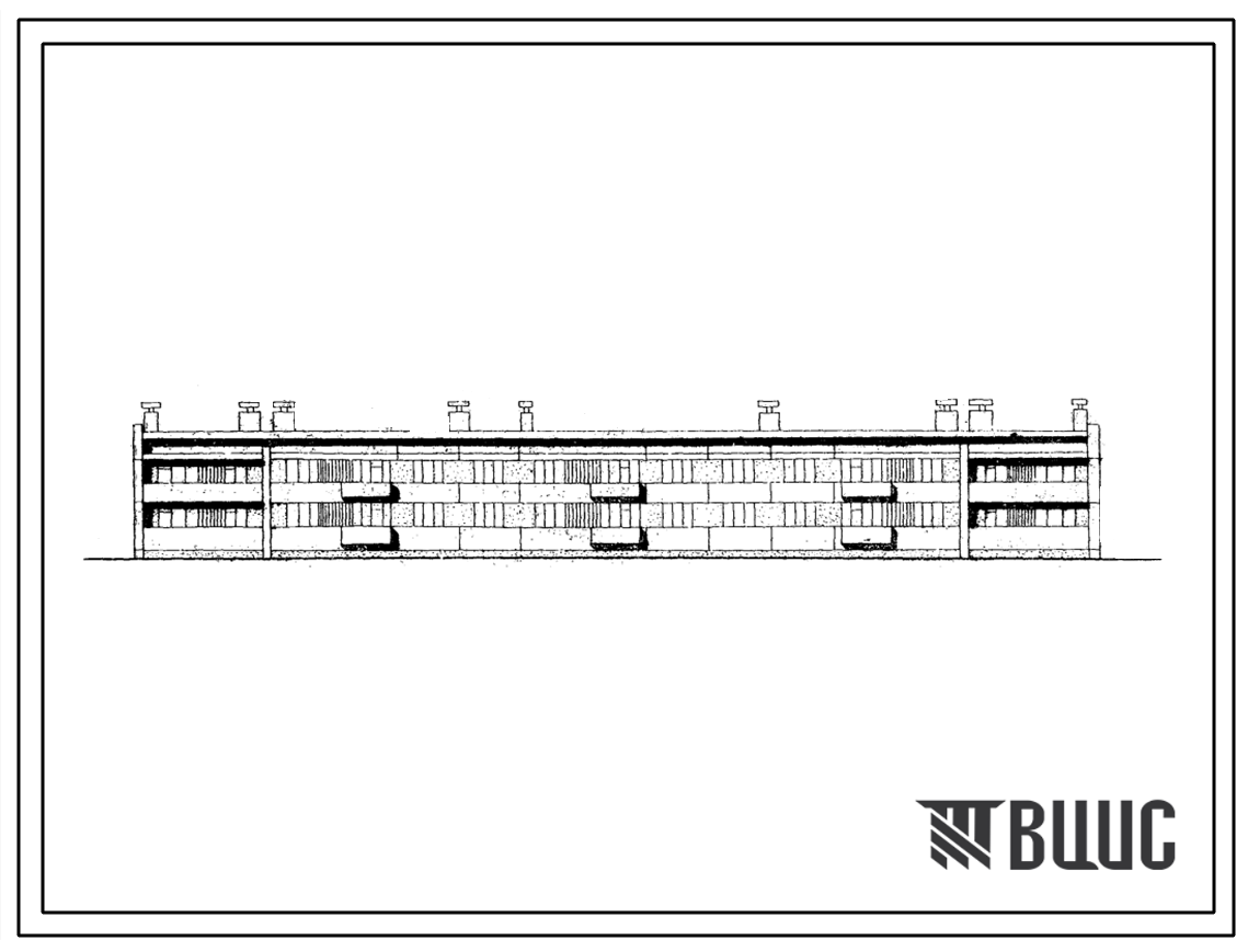 Типовой проект 111-25-19 Двухэтажный трехсекционный жилой дом на 18 квартир (однокомнатных 1А-4; двухкомнатных 2А-2, 2Б-8; трехкомнатных 3А-4) с шагом поперечных стен 3,2 и 6,4 м. Для строительства в 1В, 3А, 3В климатических подрайонах и 2 климатическом р