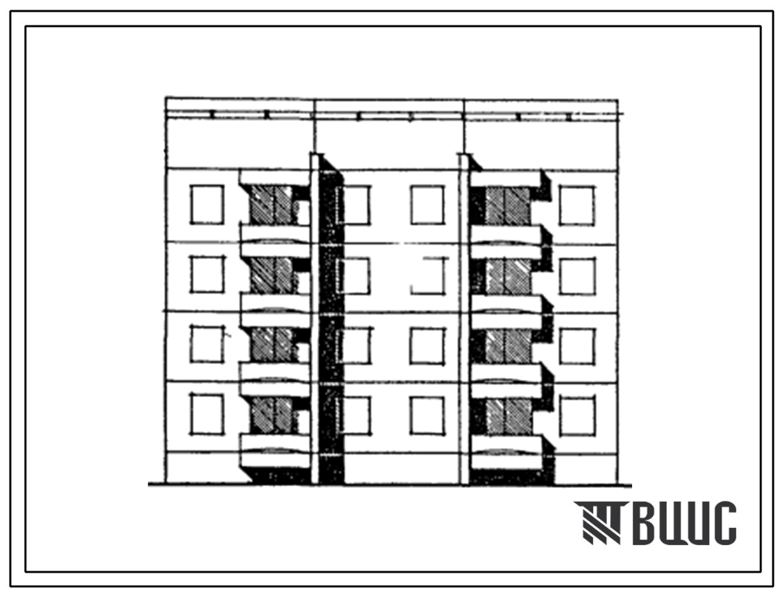 Типовой проект 129-034с.13.86 Блок-секция 4-этажная 8-квартирная рядовая с торцовыми окончаниями 3Б - 3Б (для Армянской ССР)