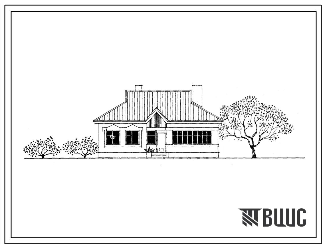 Типовой проект 184-24-310.13.88 Одноэтажный 3 комнатный дом для семьи из 2 человек (с упрощенным инженерным оборудованием для индивидуальных застройщиков северо-центрального региона Украинской ССР)