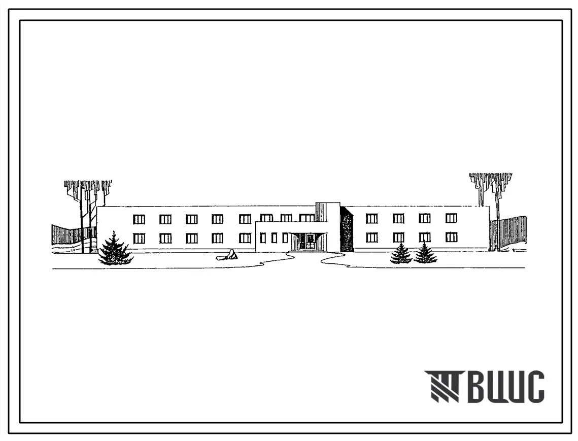 Типовой проект 224-3-22 Интернат при школе (спальный корпус) на 160 мест. Здание двухэтажное. Стены из кирпича.