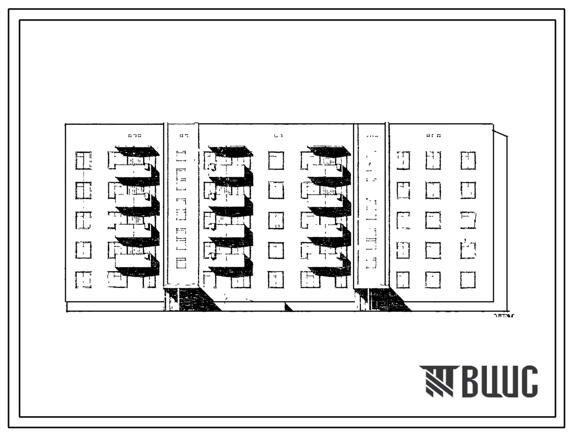 Типовой проект 114-03с/1 Пятиэтажная блок-секция двухсекционная торцевая на 35 квартир (однокомнатных 1Б-5, двухкомнатных 2Б-15, трехкомнатных 3Б-10, пятикомнатных 5Б-5) со стенами из кирпича. Для строительства в 1В и 1Д климатических подрайонах сейсмично