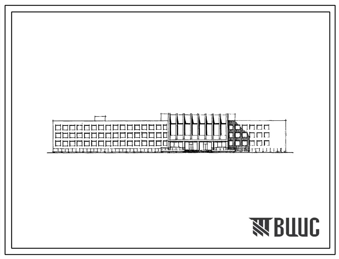 Типовой проект 224-1-93М Десятилетняя общеобразовательная школа на 20 классов (784 уч. места) со стенами из кирпича. Для строительства в 1 строительно-климатической зоне, в районах с вечномерзлыми грунтами.