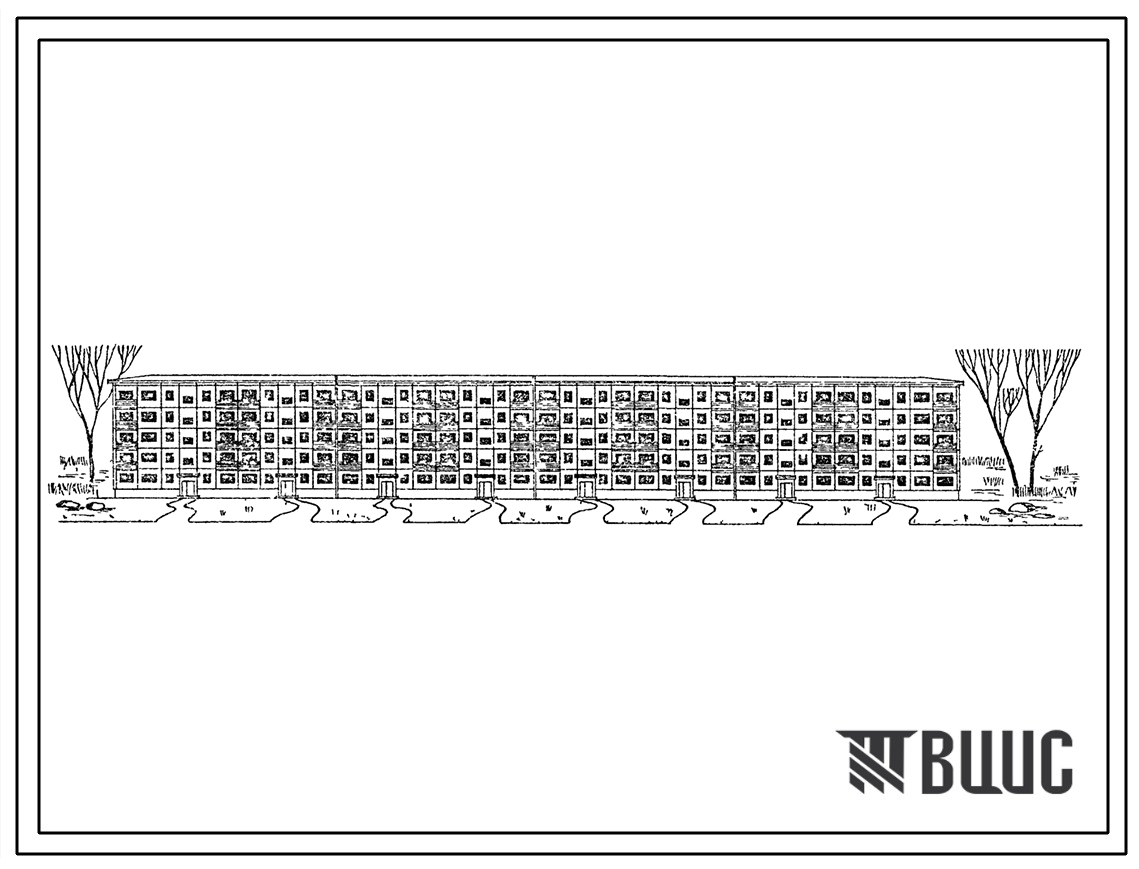 Типовой проект 1-464ДП-14  Пятиэтажный крупнопанельный жилой дом на 119 квартир (однокомнатных  19, двухкомнатных  59, трехкомнатных  31, четырехкомнатных  10).