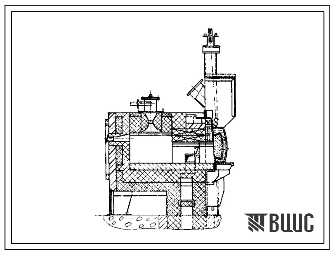 Типовой проект 406-9-86 Печь нагревательная камерная размерами пода 0,7 х 0,7 м на газе низкого давления с отводом дыма в боров
