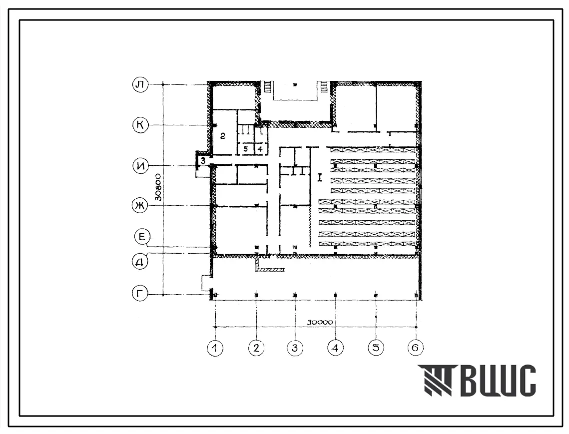 Типовой проект Б-3-375(272-15-8с) Двойное использование помещений 1 этажа унифицированного здания магазина,в конструкциях иис-04,торговой площадью 650 кв. метров, (убежище на 375 человек, размеры убежища 30,8м на 30м, режимы вентиляции 1,2,3).