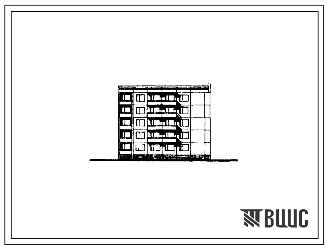 Типовой проект 160-04с/1 Пятиэтажная блок-секция торцевая правая на 15 квартир (однокомнатных 1А-5, двухкомнатных 2Б-5, трехкомнатных 5Б-5). Для строительства в 3Б климатическом подрайоне Дагестанской АССР