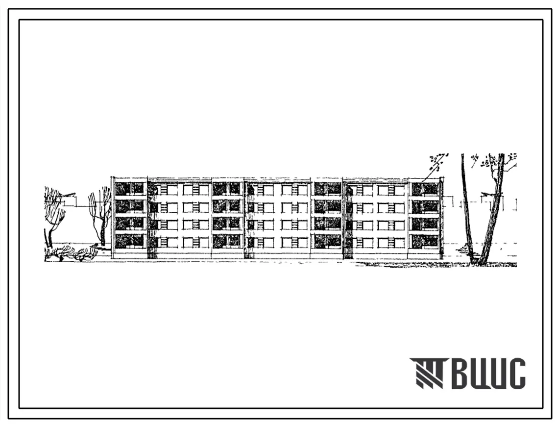 Типовой проект 1-310ТСП-5 Четырехсекционный дом на 48 квартир для кооперативного строительства (однокомнатных 8, двухкомнатных 32, трехкомнатных 8). Без встраиваемой части блоков для предприятий обслуживания населения.