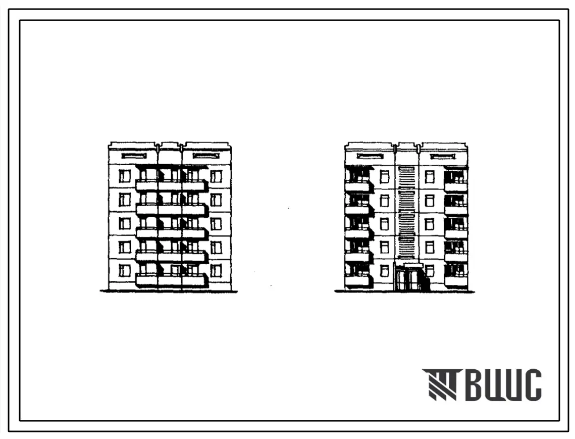 Типовой проект 135-0142с.86 5-этажная 10-квартирная рядовая с торцовыми окончаниями блок-секция 2Б-3Б