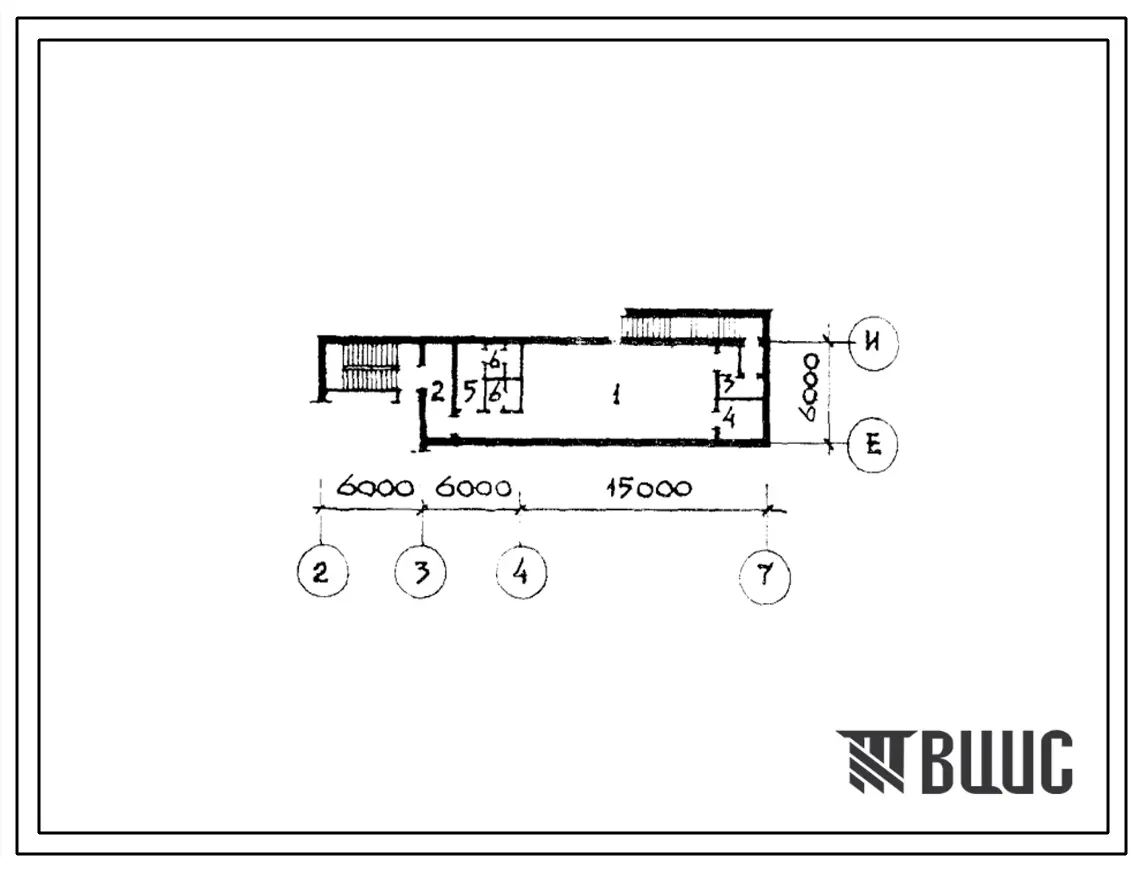 Типовой проект Б-1-100-76/59(264-222-8) Вариант двойного использования подвала районного отделения госбанка на 80 сотрудников, (убежище на 100 человек, размеры убежища 27м на 6м, режимы вентиляции 1,2).
