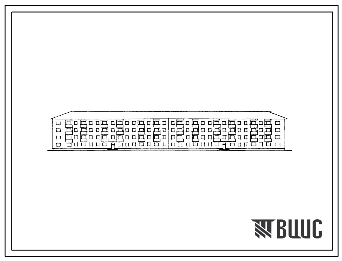 Типовой проект 1-308В-20С Четырехэтажный шестисекционный жилой дом на 78 квартир с несущими стенами из кирпича (однокомнатных-22, двухкомнатных-38, трехкомнатных-18).