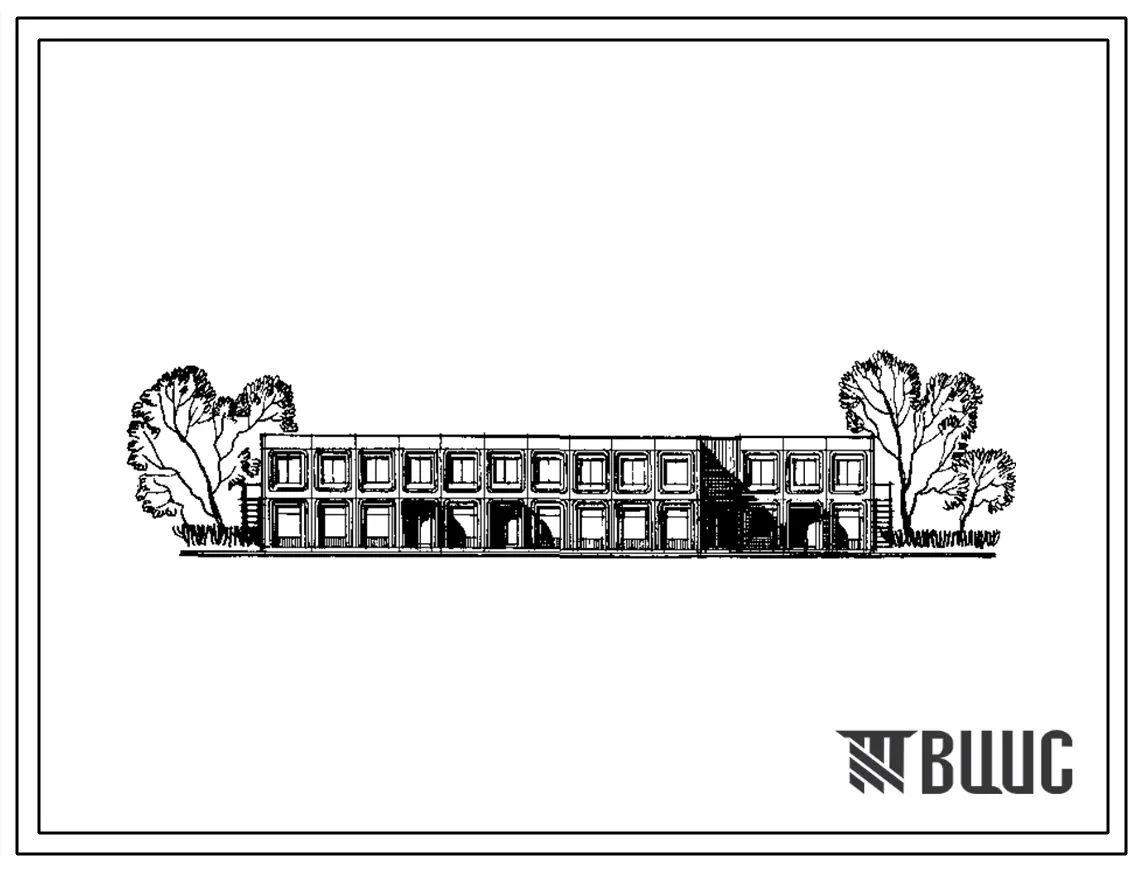 Типовой проект 281-1-183.84 Комплексный приемный пункт предприятия бытового обслуживания на 35 рабочих мест с приемным пунктом прачечной. Блок 12Здание двухэтажное. Стены из легкобетонных панелей.
