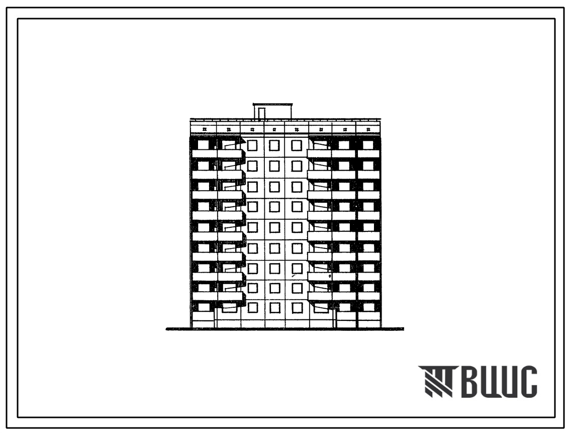 Типовой проект 94-047/1.2 Блок-секция поворотная левая 9-этажная 36-квартирная 1Б-2Б-3А-4Б