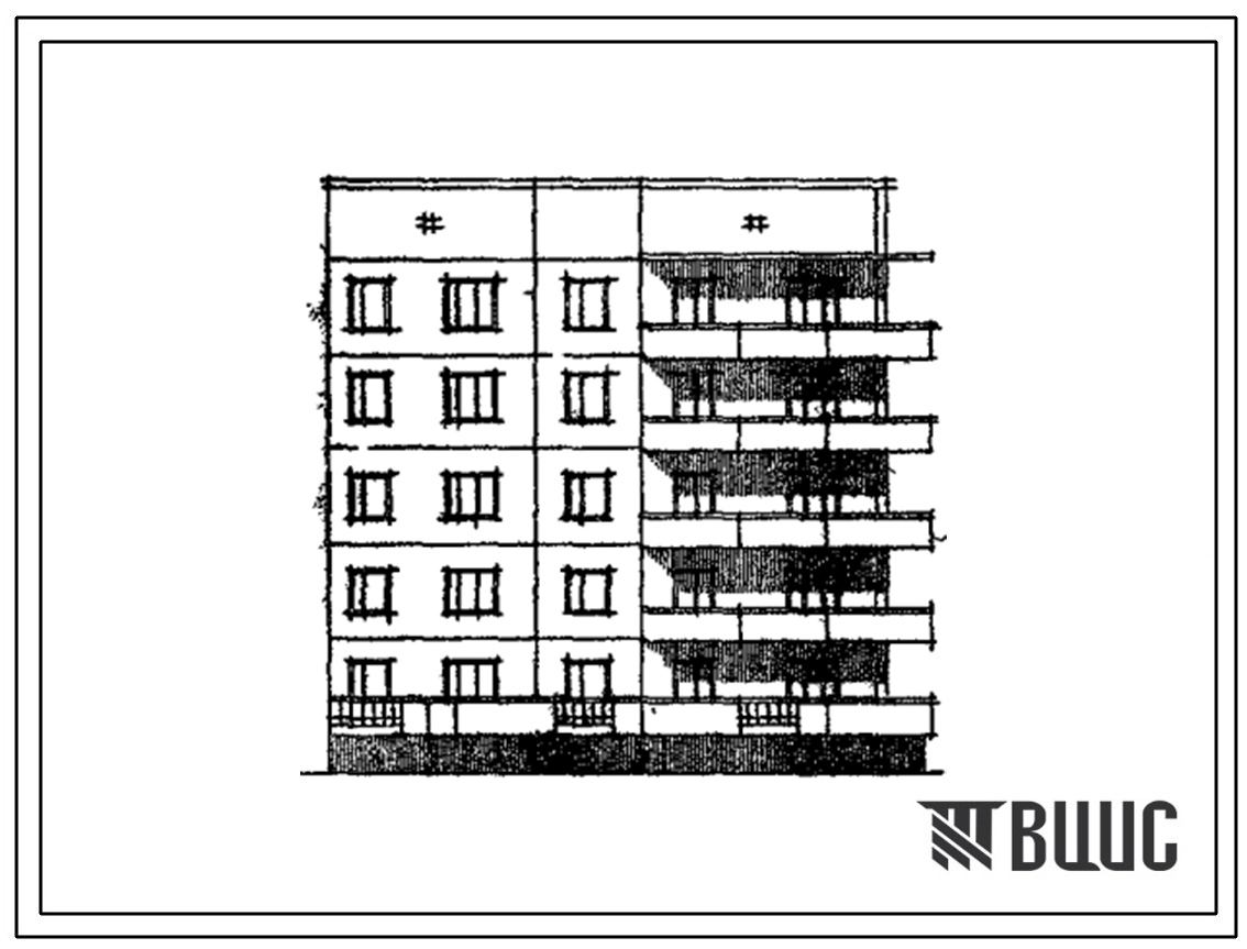 Типовой проект 108-024 Пятиэтажная крупнопанельная блок-секция на 10 квартир торцевая правая (3Б.5Б)