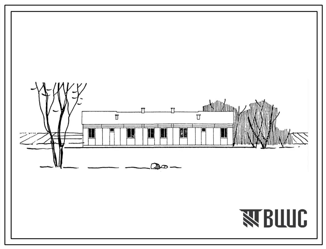 Типовой проект 183-52-49с Одноэтажный двухквартирный жилой дом с двухкомнатными квартирами. Для индивидуального строительства.