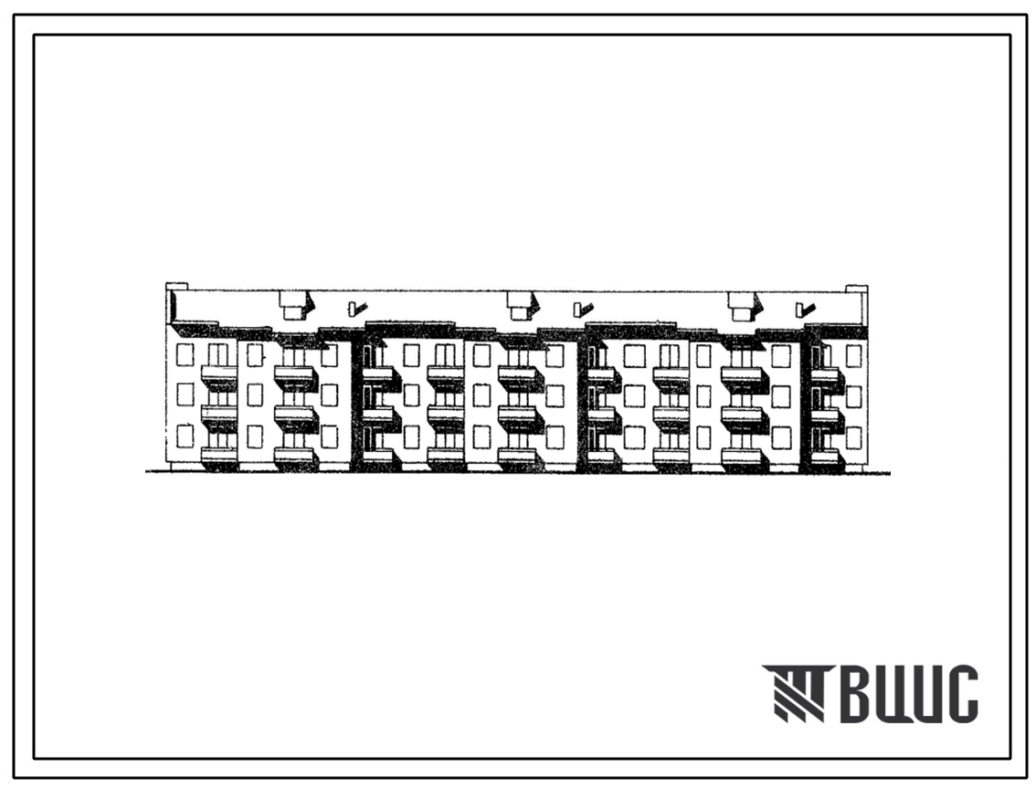 Типовой проект 114-202-2 Трехэтажный трехсекционный дом на 27 квартир (однокомнатных 1Б-3; двухкомнатных 2Б-12; трехкомнатных 3А-3, 3Б-6; четырехкомнатных 4Б-3). Для строительства в 1В, 1Д и 2В климатических подрайонах