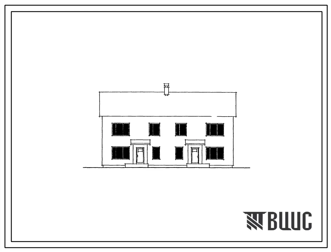 Типовой проект 144-12-66 Двухэтажный двухквартирный кирпичный жилой дом с четырехкомнатными квартирами в двух уровнях.