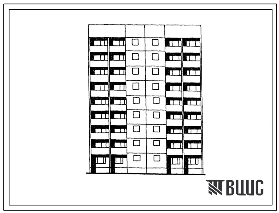 Типовой проект 1Лг-602-023.13.86 Блок-секция рядовая с торцевыми окончаниями 9-этажная 35-квартирная 1Б-1Б-2Б-2Б (для строительства в г. Риге)