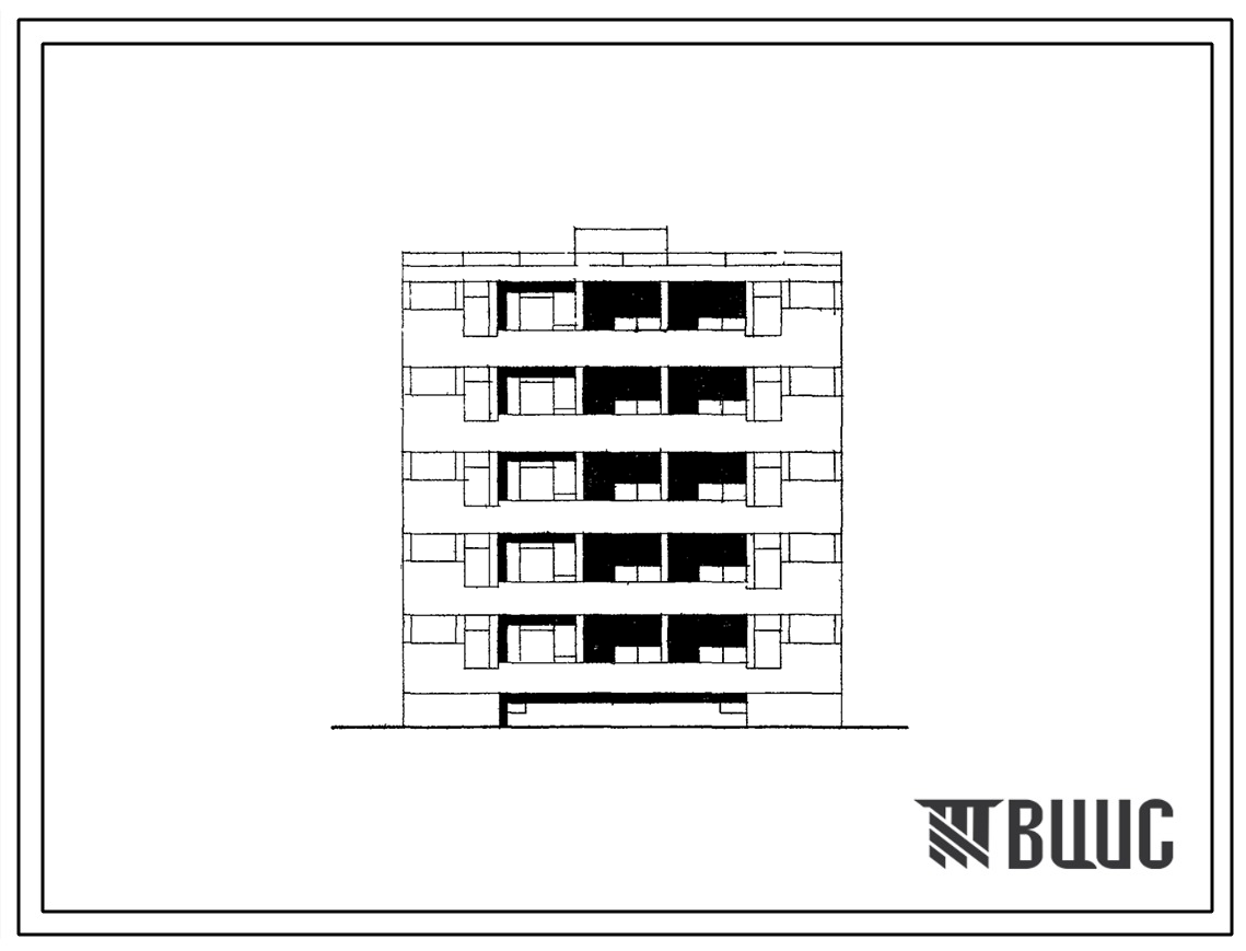 Типовой проект 126-05 Пятиэтажная блок-секция на 10 квартир торцевая правая 3А-4А со стенами из мелких блоков ячеистого бетона. Для строительства во 2 и 3 строительно-климатических зонах.