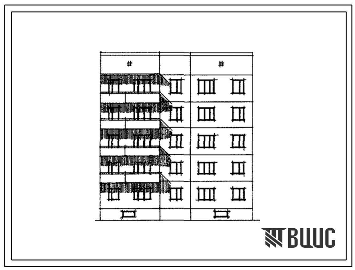 Типовой проект 108-013 Пятиэтажная крупнопанельная блок-секция на 10 квартир рядовая (3Б.4Б)
