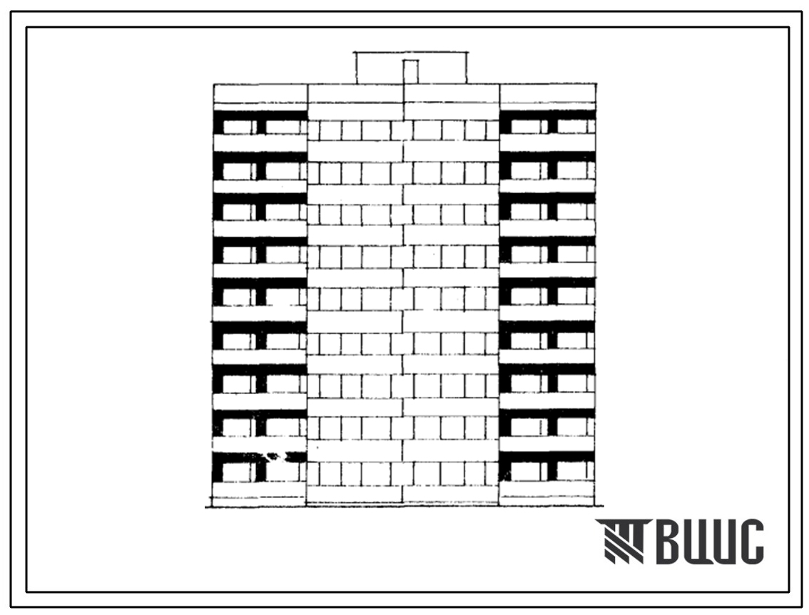 Типовой проект 1-467А-031/1 Девятиэтажная блок-секция торцевая левая на 36 квартир (однокомнатных 1А-1, 1Б-9, двухкомнатных 2Б-8, трехкомнатных 3А-9, четырехкомнатных 4Б-9). Для строительства во 2Б и 2В климатических подрайонах Латвийской ССР