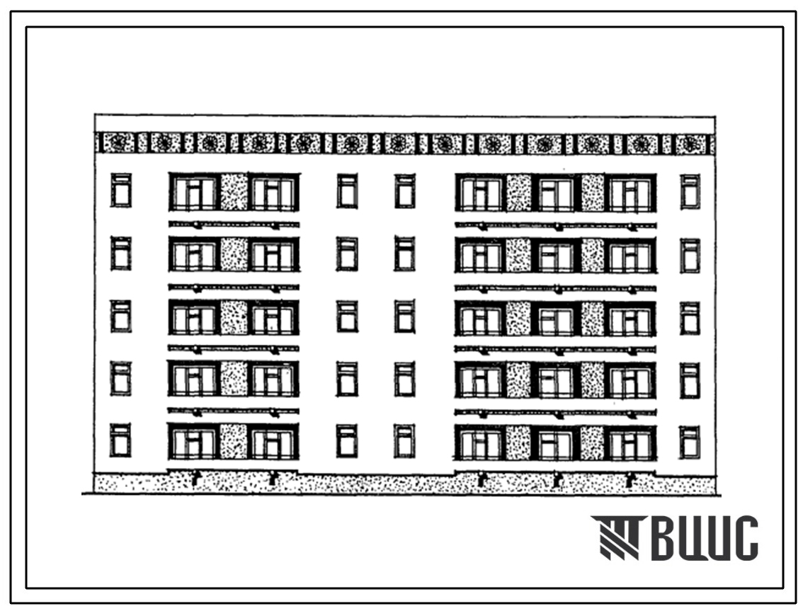 Типовой проект 63-060с.13.86 Блок-секция 5-этажная 20-квартирная рядовая с торцовыми окончаниями 2Б.3А-3А.4А (для Азербайджанской ССР)