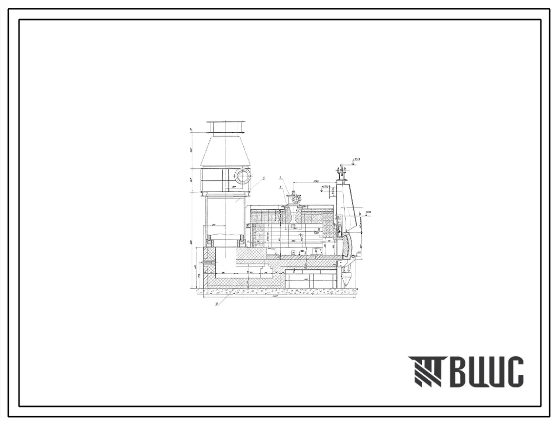 Проект 6855 Печь камерная нагревательная с футеровкой из высокоогнеупорных волокнистых материалов размерами пода 1,6х2,0 м, на газе