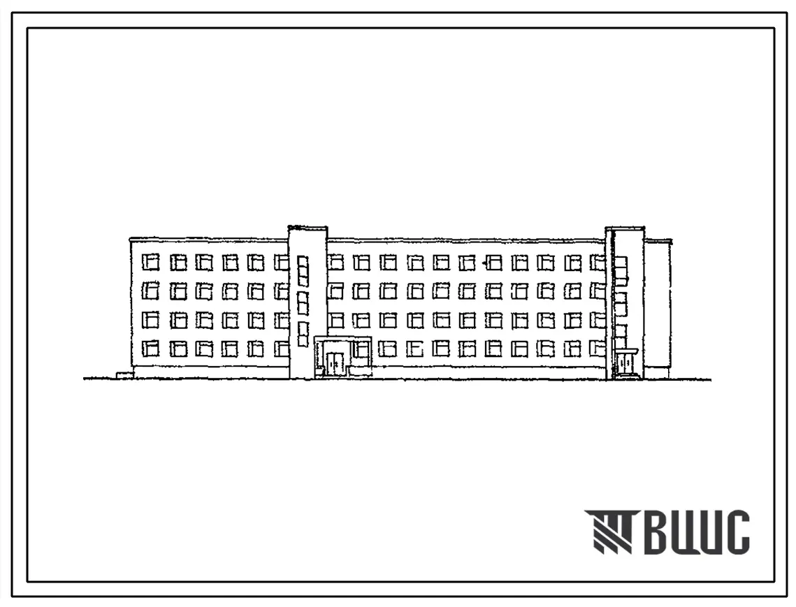 Типовой проект ЦВП-80.82.Т (03-76-КК) Казарма солдатская на 400 человек со стенами из кирпича и внутренним железобетонным каркасом серии ИИ-04 (Блок душевых помещений на 1-м этаже)