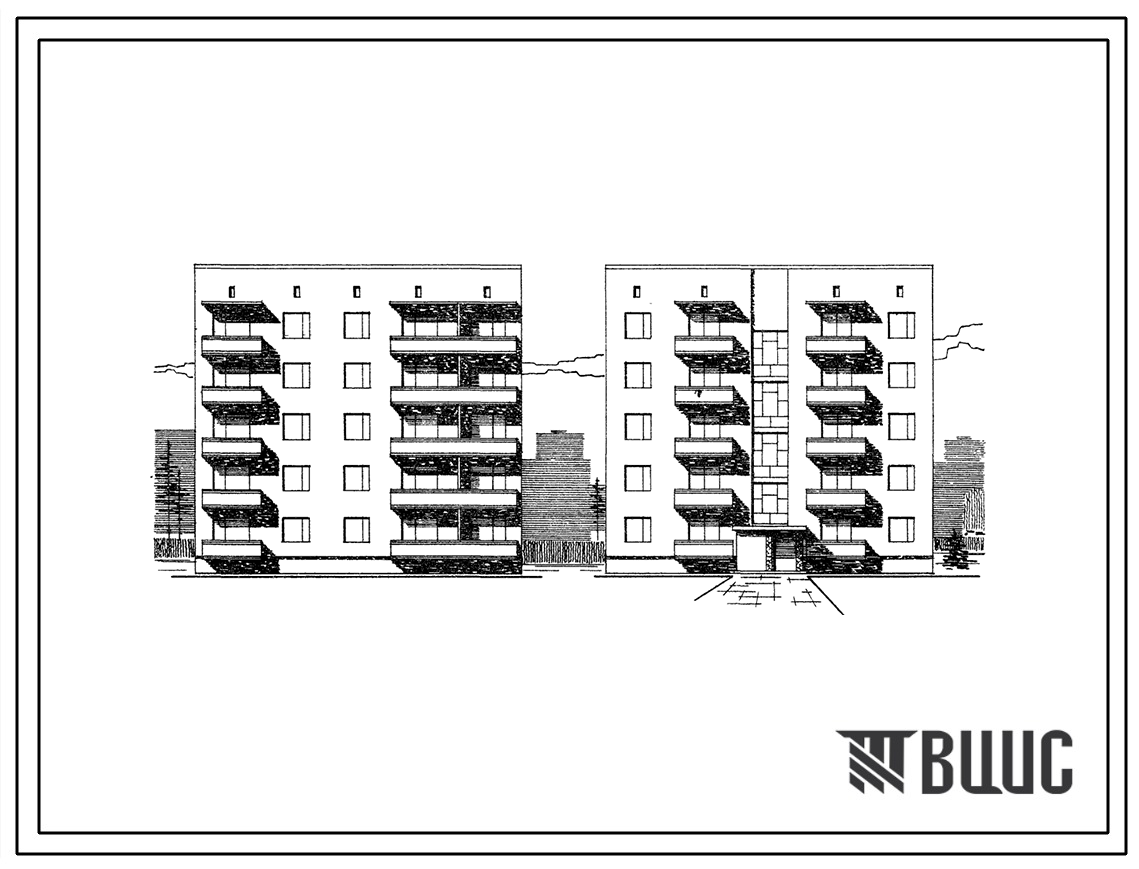 Типовой проект 87-015 Блок-секция 5-этажного дома рядовая правая на 15 2-комнатных квартир для строительства в 2 и 3 строительно-климатических зонах.