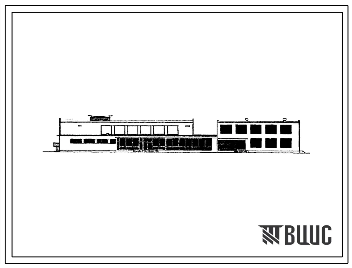 Типовой проект 264-12-8 Блокированное здание: клуб с универсальным залом на 225 мест с административным зданием типа I. Для строительства во II строительно-климатической зоне.