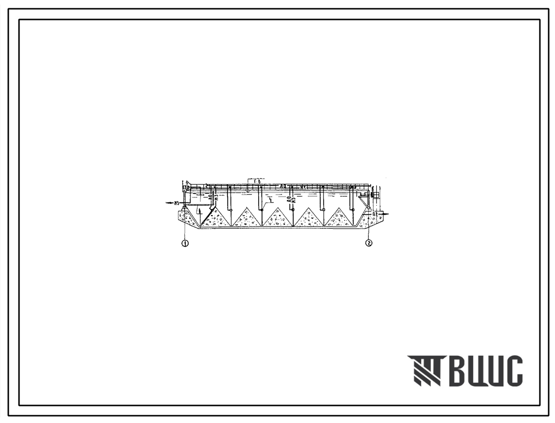 Типовой проект 902-2-421.86 Отстойники горизонтальные шириной 6 м со встроенной камерой хлопьеобразования (2 отделения)