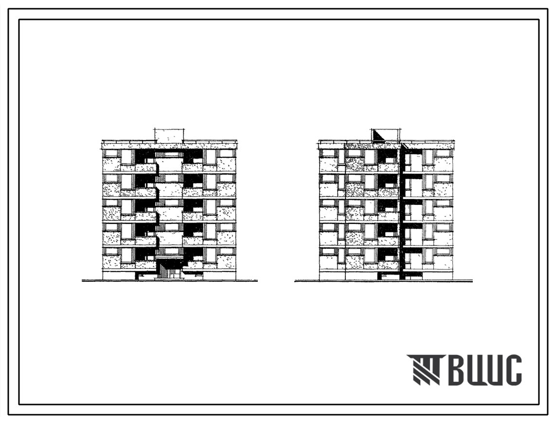 Типовой проект 126-024 Пятиэтажная рядовая, торцевая блок-секция на 10 квартир (трехкомнатных 3А-5, четырехкомнатных 4А-5). Стены из крупных ячеистобетонных блоков.