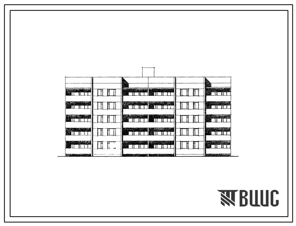 Типовой проект 88-018/1.2 5-этажная рядовая с торцевым окончанием блок-секция 1Б-3Б-4Б-1Б-3Б-4Б на 30 квартир. Для строительства во 2В климатическом подрайоне Белорусской ССР.