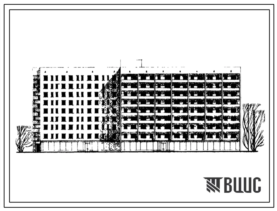 Типовой проект П-29-208 Девятиэтажный жилой дом со стенами из кирпича на 208 квартир для одиноких и семей из 2-х человек со встроенными предприятиями торговли и бытового обслуживания. (Типовой проект II-29-208)