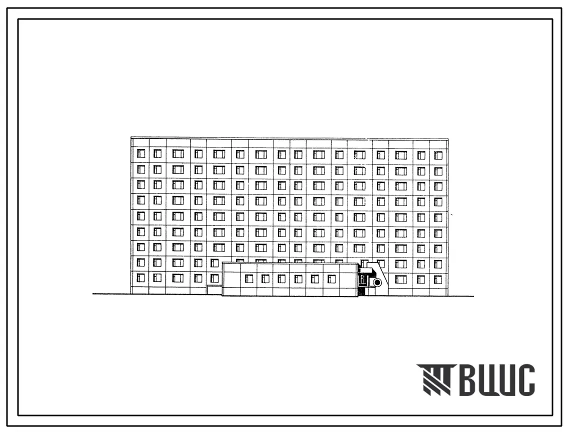 Типовой проект 161-97-281.86 Общежитие 9-этажное на 413 мест для рабочих и служащих