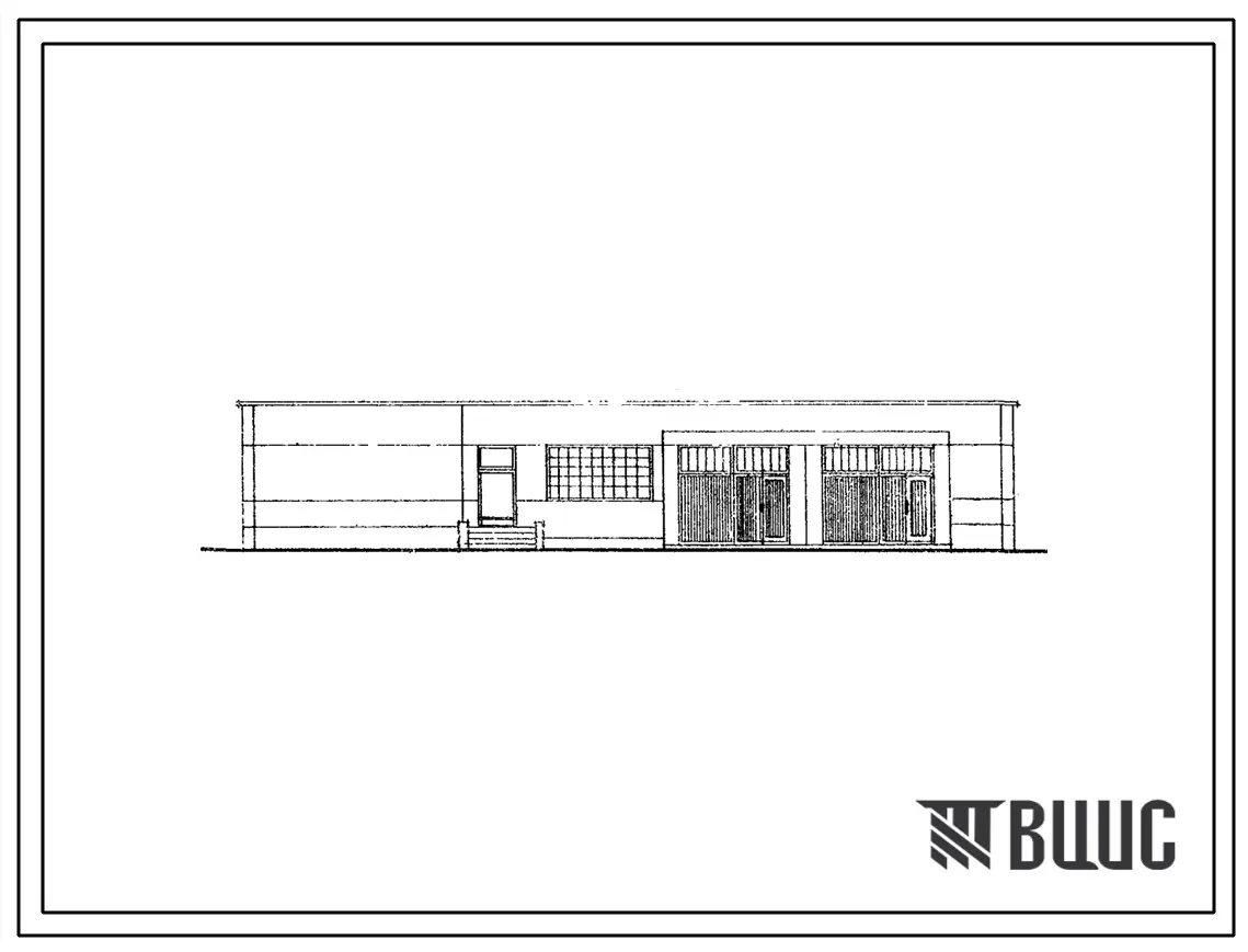 Типовой проект 222-9-48 Блок учебного гаража на 2 автомашины для пристроек к существующим зданиям школ. Здание одноэтажное. Каркас сборный железобетонный серии ИИ-04. Стены из легкобетонных панелей и кирпича.