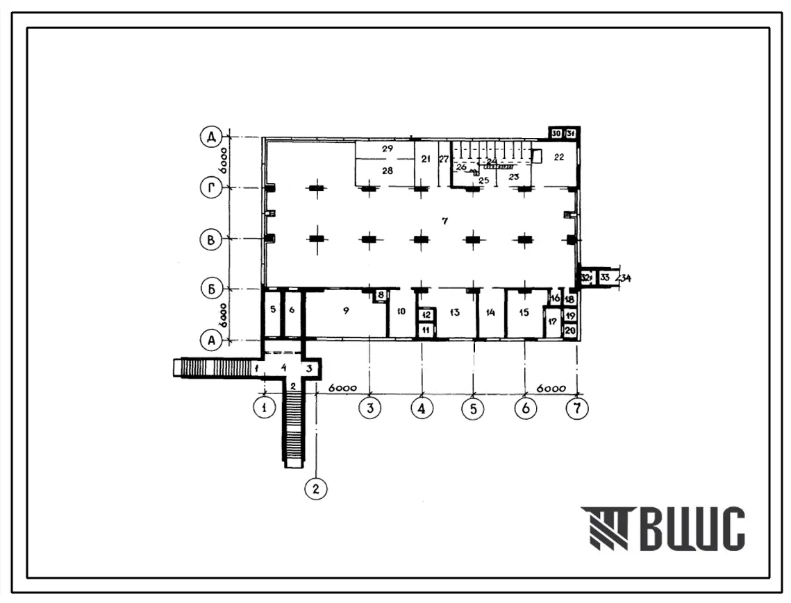 Типовой проект А-I,II,III,IV-900-351.86 Склад материалов и оборудования отдельно стоящий заглубленный (для сухих грунтов), (убежище на 900 человек, размеры убежища 36м на 24м, режимы вентиляции 1,2).