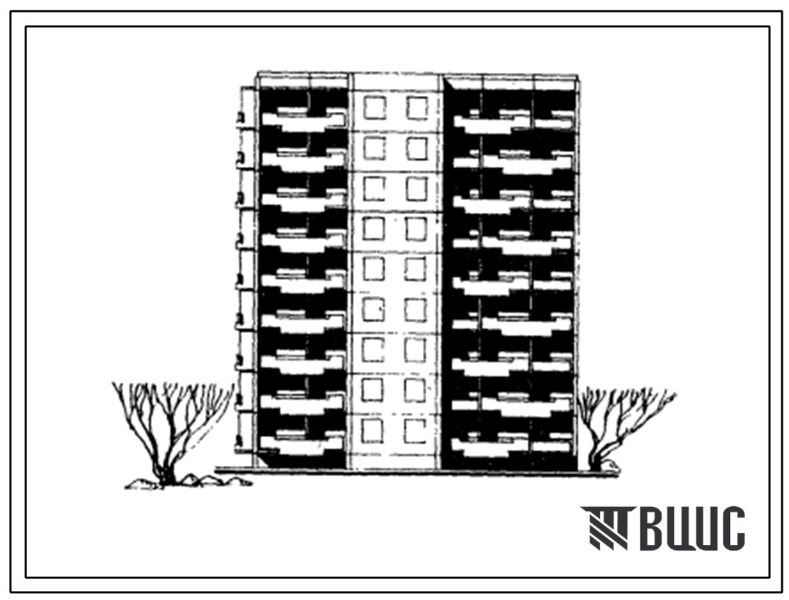 Типовой проект 92-021с/1 Блок-секция 9-этажная 36-квартирная торцовая левая 1Б-2Б-2Б-3Б