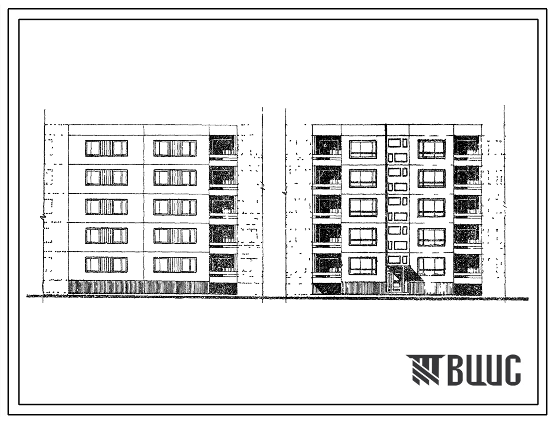 Типовой проект 99-09 Блок-секция пятиэтажного дома рядовая правая на 15 квартир (однокомнатных 1А-5, двухкомнатных 2Б-5, трехкомнатных 3А-5). Для строительства во 2 и 3 климатическом районах и 1В климатическом подрайоне.