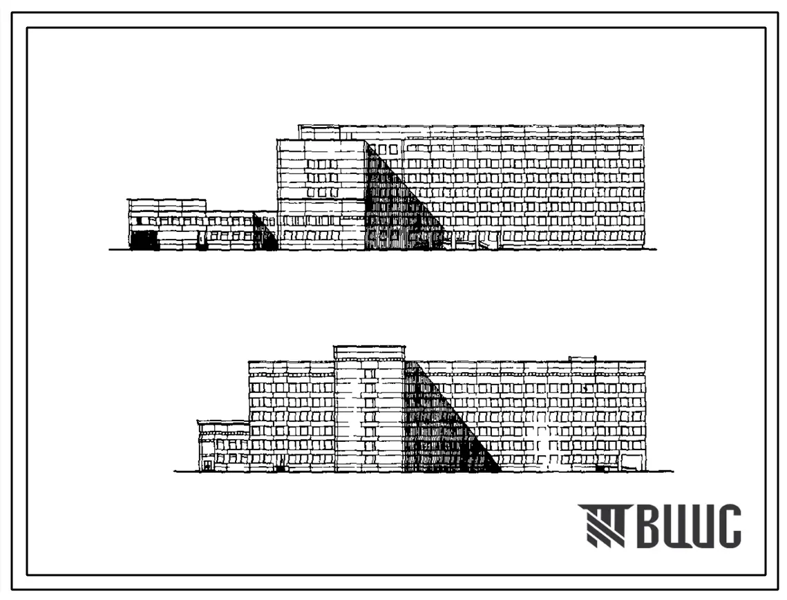 Типовой проект 252-3-29 Главный корпус кардиологического диспансера на 240 коек. Здание двух-, пятиэтажное. Каркас сборный железобетонный серии ИИ-04. Стены из легкобетонных панелей.