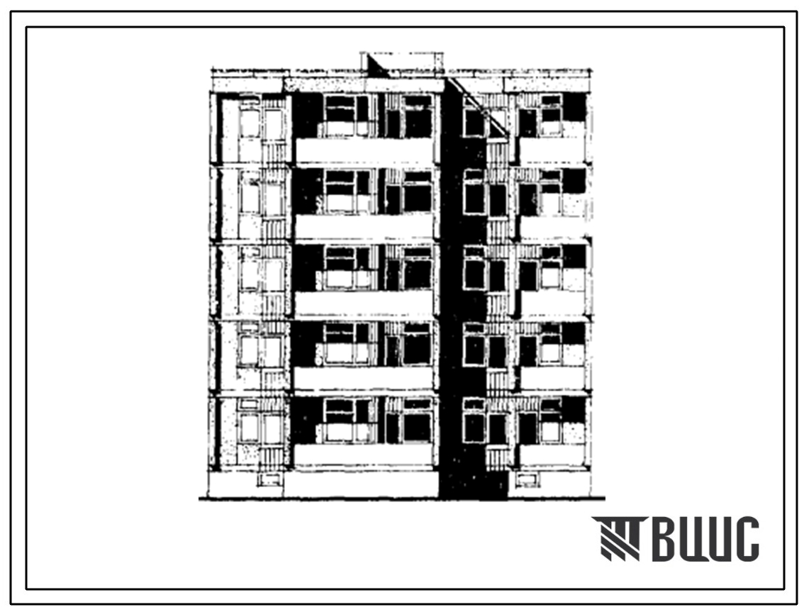 Типовой проект 126-073/1 Пятиэтажная блок-секция с торцевыми окончаниями на 10 квартир (трехкомнатных 3А-5, четырехкомнатных 4Б-5). Для строительства в 4Г климатическом подрайоне г.Астрахани и области