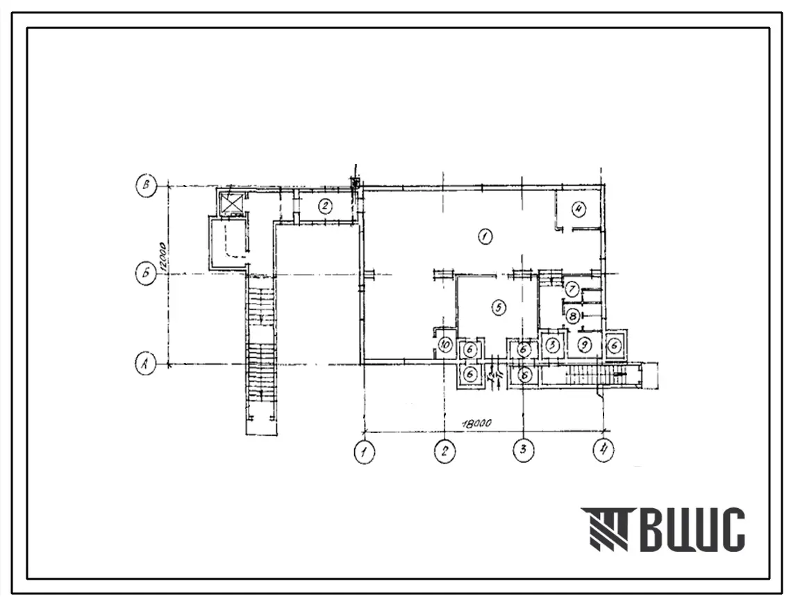 Типовой проект А-II,III,IV-300-378.87 Склад материалов и оборудования отдельно стоящий заглубленный. Стены из железобетонных панелей по серии У-01-01/80 (убежище на 300 человек, размеры убежища 18м на 12м,режимы вентиляции 1,2).