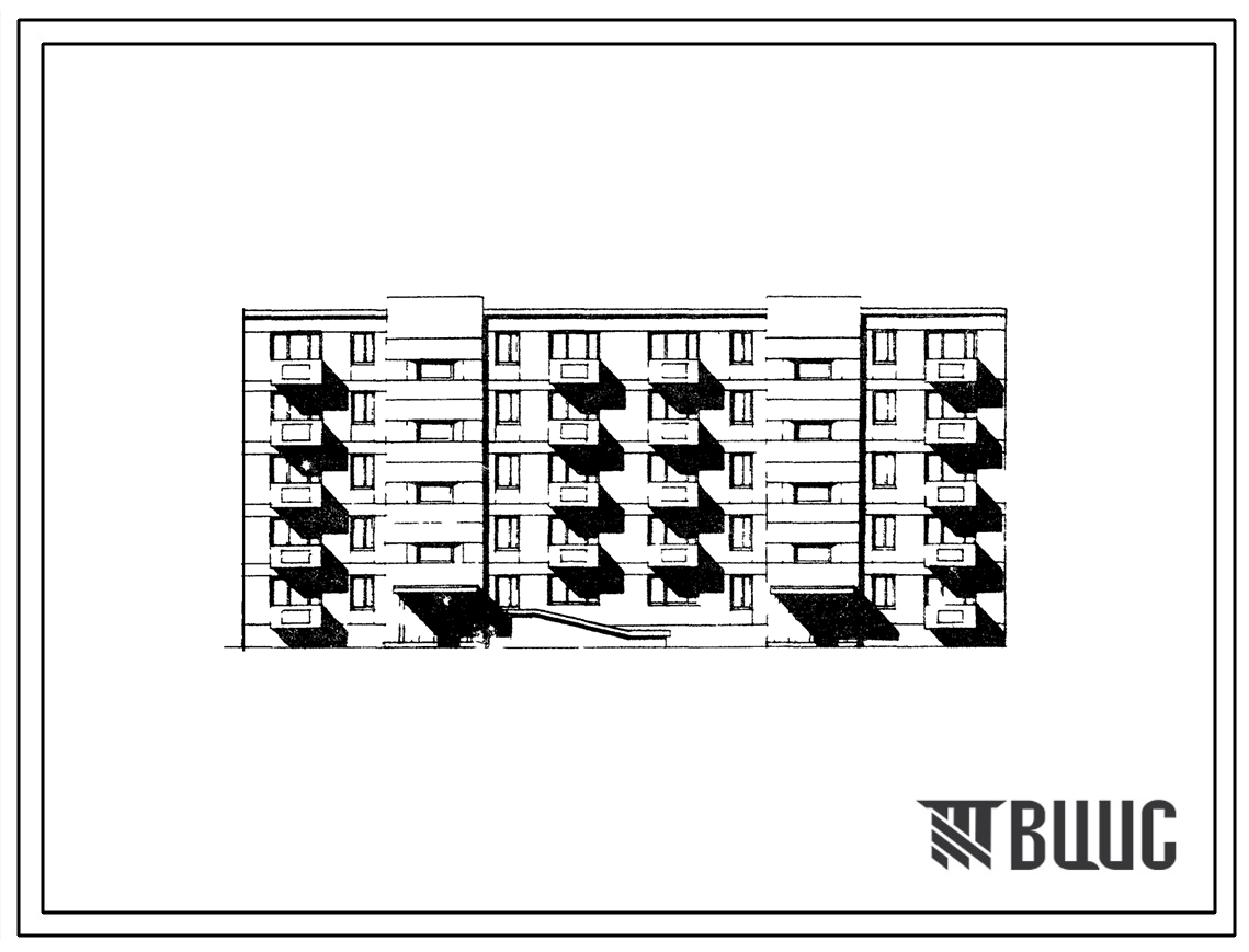 Типовой проект 114-023с Пятиэтажная двухсекционная 38 квартирная блок-секция 1А.1Б.1Б.2Б. - 1А.1Б.1Б.2Б рядовая из крупных блоков.