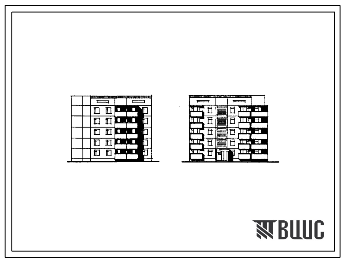 Типовой проект 135-0236с.85 5-этажная 10-квартиная поворотная с торцевым окончанием блок-секция 4Б-2Б (обратная)