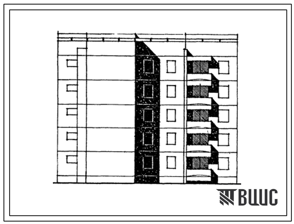 Типовой проект 129-049с.13.86 Блок-секция 5-этажная 15-квартирная лучевая обратная правая 1Б-2Б-3Б (для Армянской ССР)