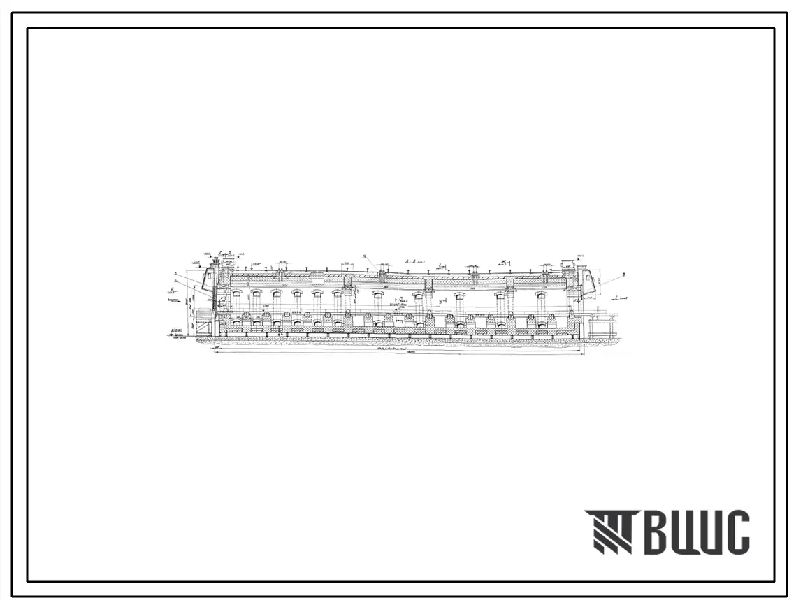 Проект 38266 Печь толкательная для снятия внутренних напряжений в блоках цилиндров двигателей, размером пода 2,44х17,9 м, на газе