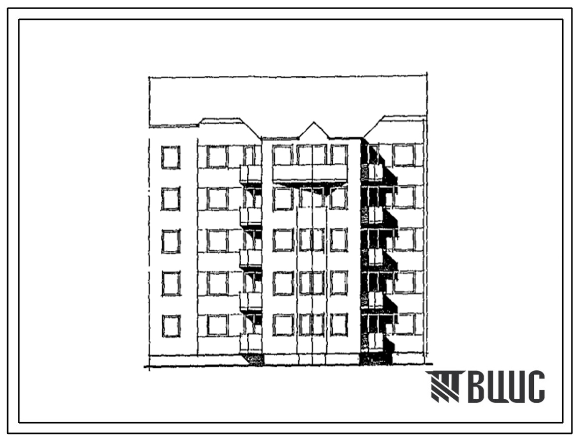 Типовой проект 103-054.13.90 Блок-секция рядовая с торцевыми окончаниями 5-этажная 15-квартирная 1-2-4 для строительства в Латвийской республике