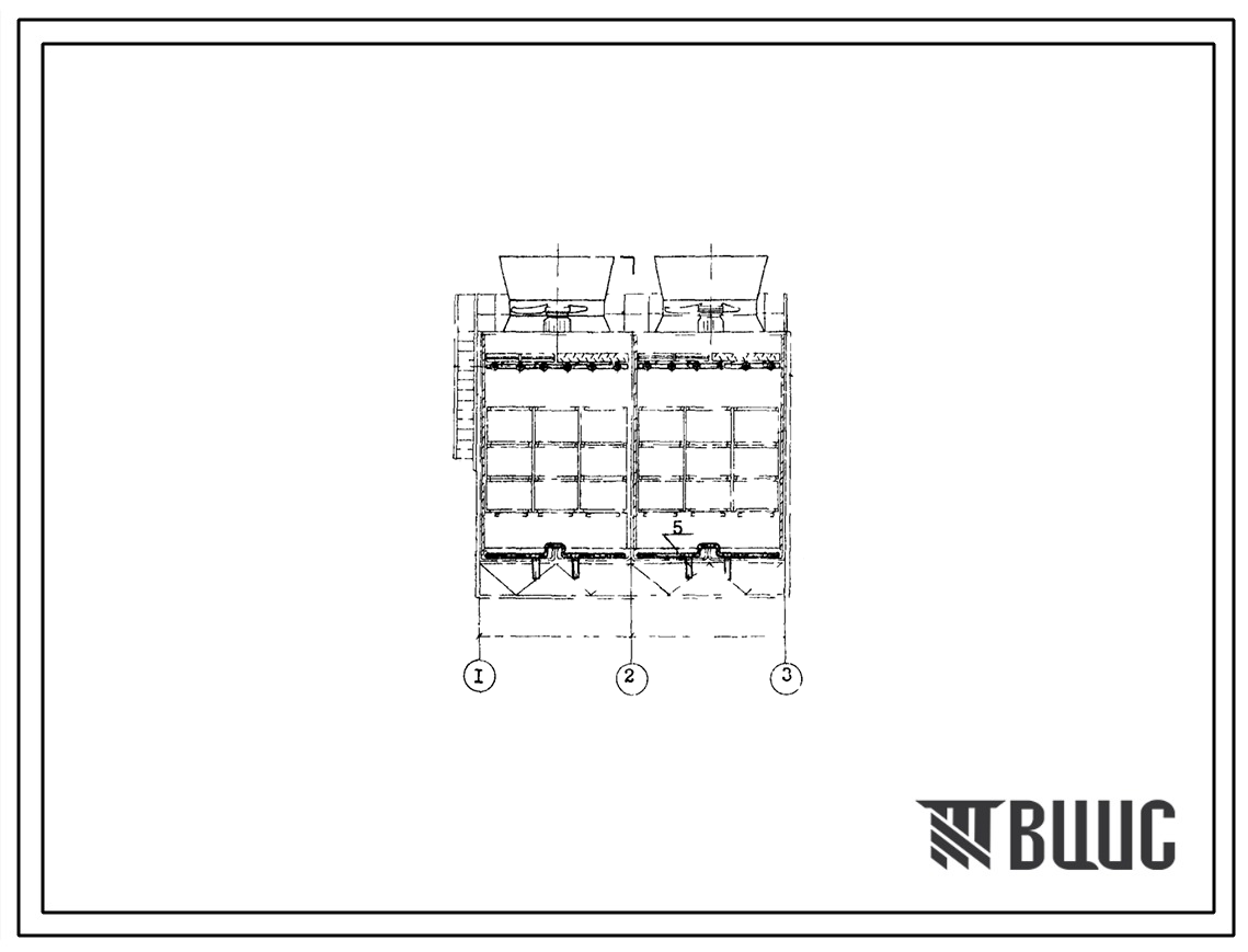 Типовой проект 901-6-60 Градирни с вентиляторами 2ВГ25 с секциями площадью 16 кв.м, располагаемые на зданиях с плоской кровлей